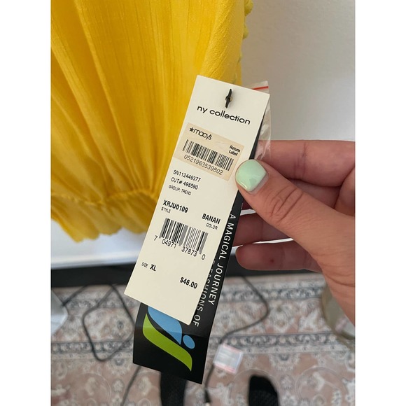 NWT Women’s NY Collection Yellow Sheer Top XL - Picture 7 of 10